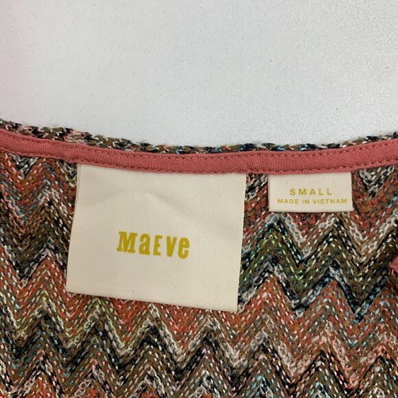 Maeve Dress Women Small Multi Westwear Knit Chevron V Neck High Low Tiered *READ - Picture 8 of 16